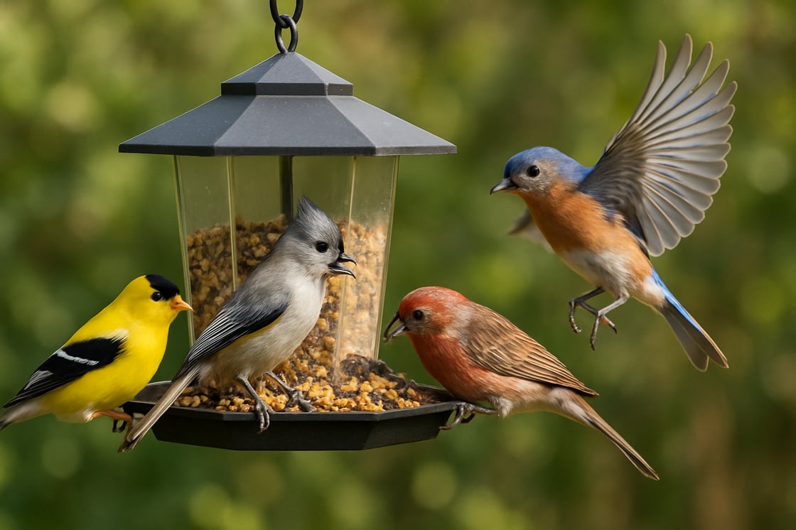 Birds at a feeder-1
