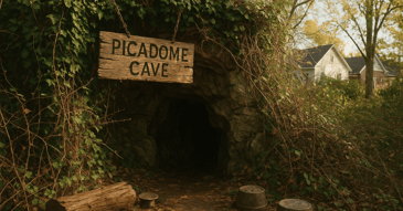 AI generated image depicting the entrance of Picadome cave
