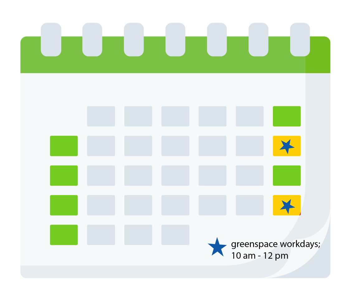 calendar of greenspace workdays 2nd and 4th Saturdays